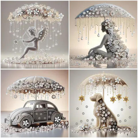 5D DIY Partial Special Shaped Drill Diamond Painting Kit Umbrella Decoration