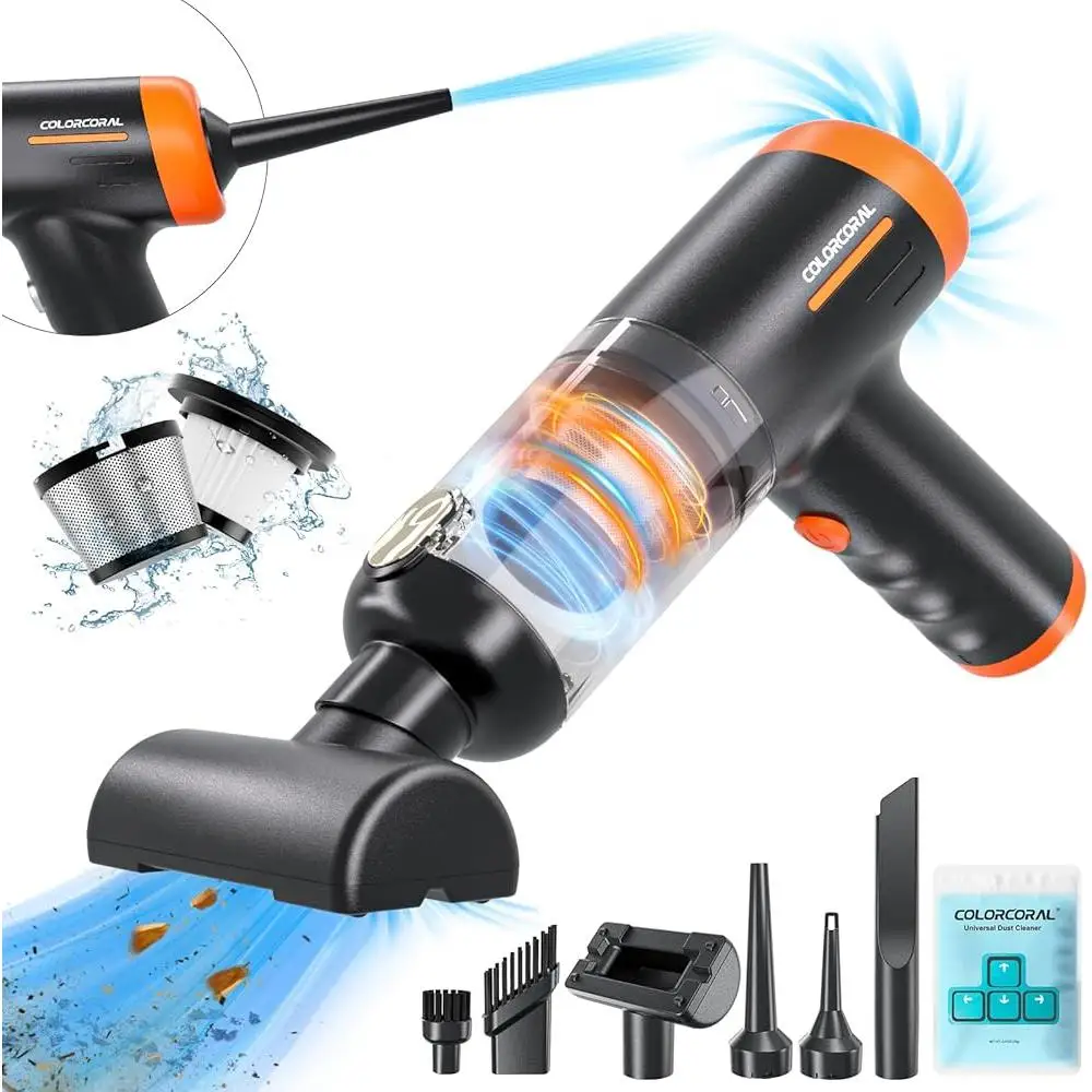 Cordless Handheld Vacuum 16000Pa Rechargeable High Power Mini Vacuum Cleaner Portable Car Cleaner 4 in 1 Dust Blowing Inflating