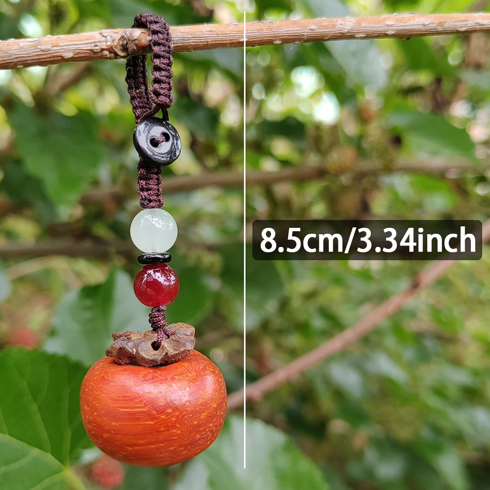 1 Pc Wooden Persimmon Pendant, Hand-Carved, Natural Style, Realistic Style, Suitable for Halloween Decorations, Office Decorations, Keychains, Housewarming Gifts, Bedroom Decorations, Back-To-School Season Gifts, Study Room Decorations