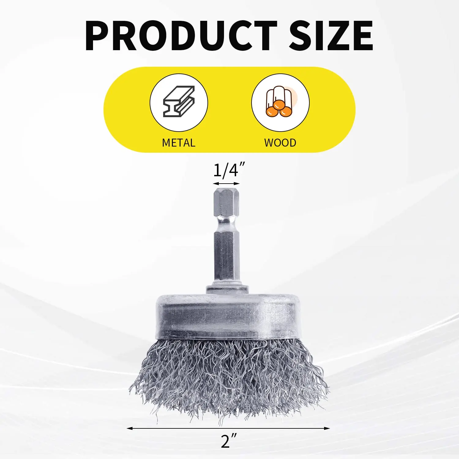 2 Pack Wire Brush Set for Drill, 1/4 Inch Hex Shank, 0.010 Inch Coarse Carbon Steel Drill Brush, Rust Removal - 2 Inch