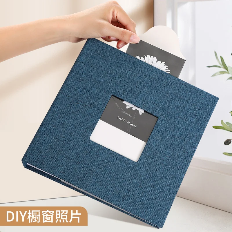 Linen Cover Album 6-inch Interleaf Type Photo Storage Album 200/300pcs Writable Collection of Children Growth Photos
