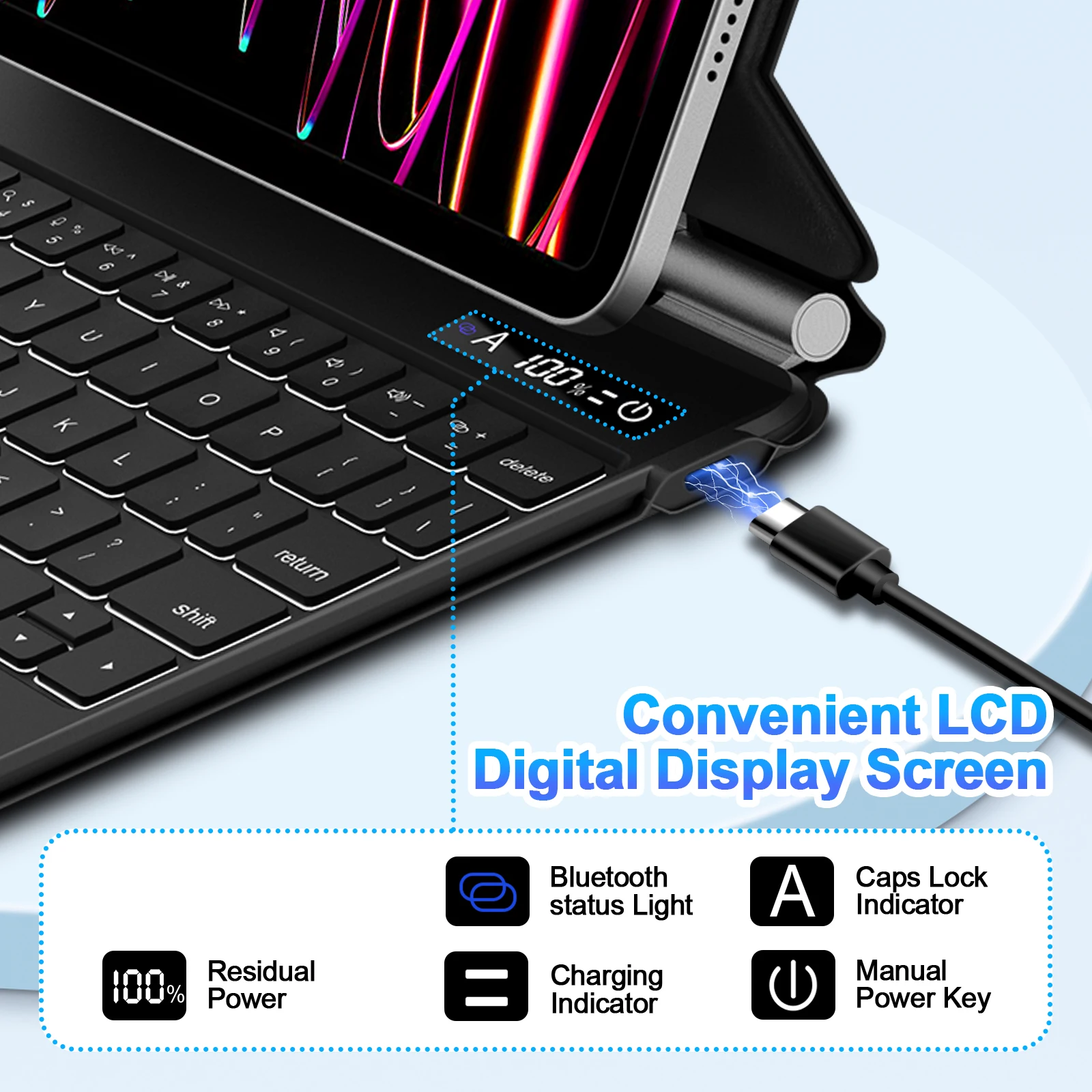 Imagem -04 - Goojodoq-case Teclado Mágico para Ipad Pro 11 12 12 ar ar 10.9 Luz de Fundo Tela Lcd Tampa Inteligente Coreano