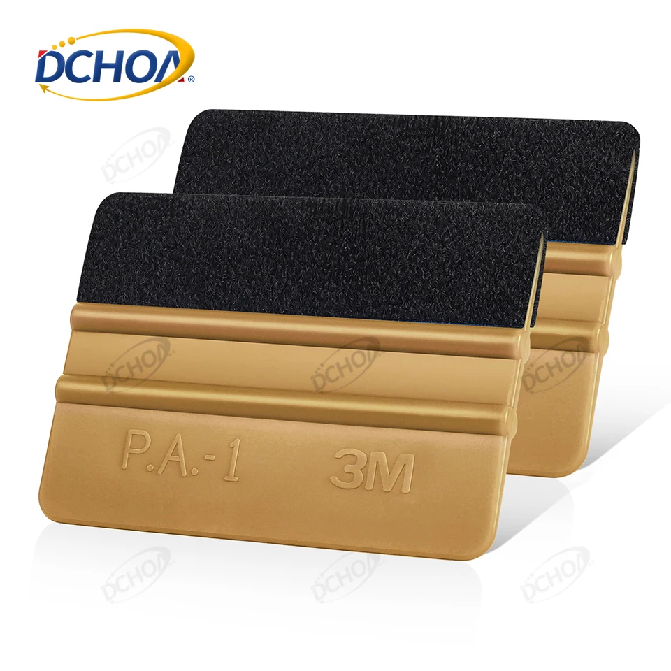 DCHOA 10pcs Plastic Felt Squeegee Vinyl Wrap Felt Gold Squeegee Car Wrap Tool Scraper Window Tint Tools 10*7.2cm