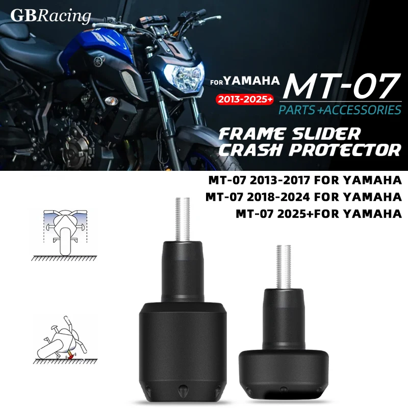Protetor de Quadro GBRacing MT07 2013 a 2025+ e FZ-07 2013-2022, XSR700 2016-2022 - Protetor de Queda para Motocicleta