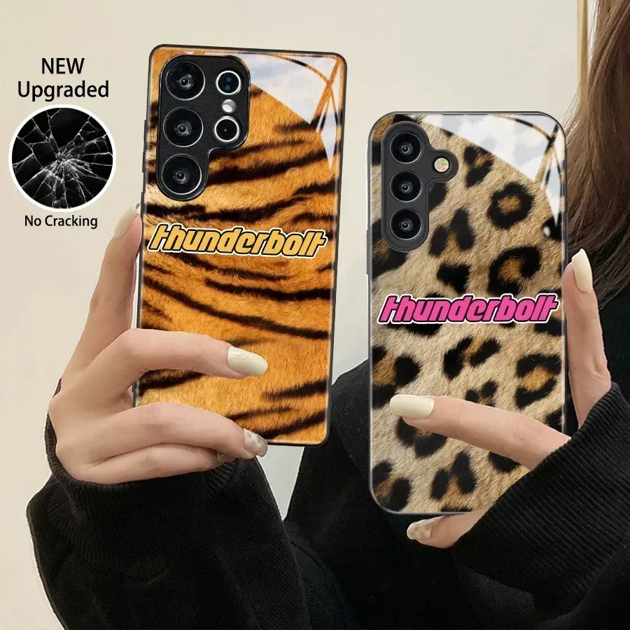 Leopard Print Letter Case For Samsung A57 A37 A07 A17 A36 A56 A16 A06 A26 A15 A35 A55 A14 A34 A54 5G Acrylic Glossy Phone Case