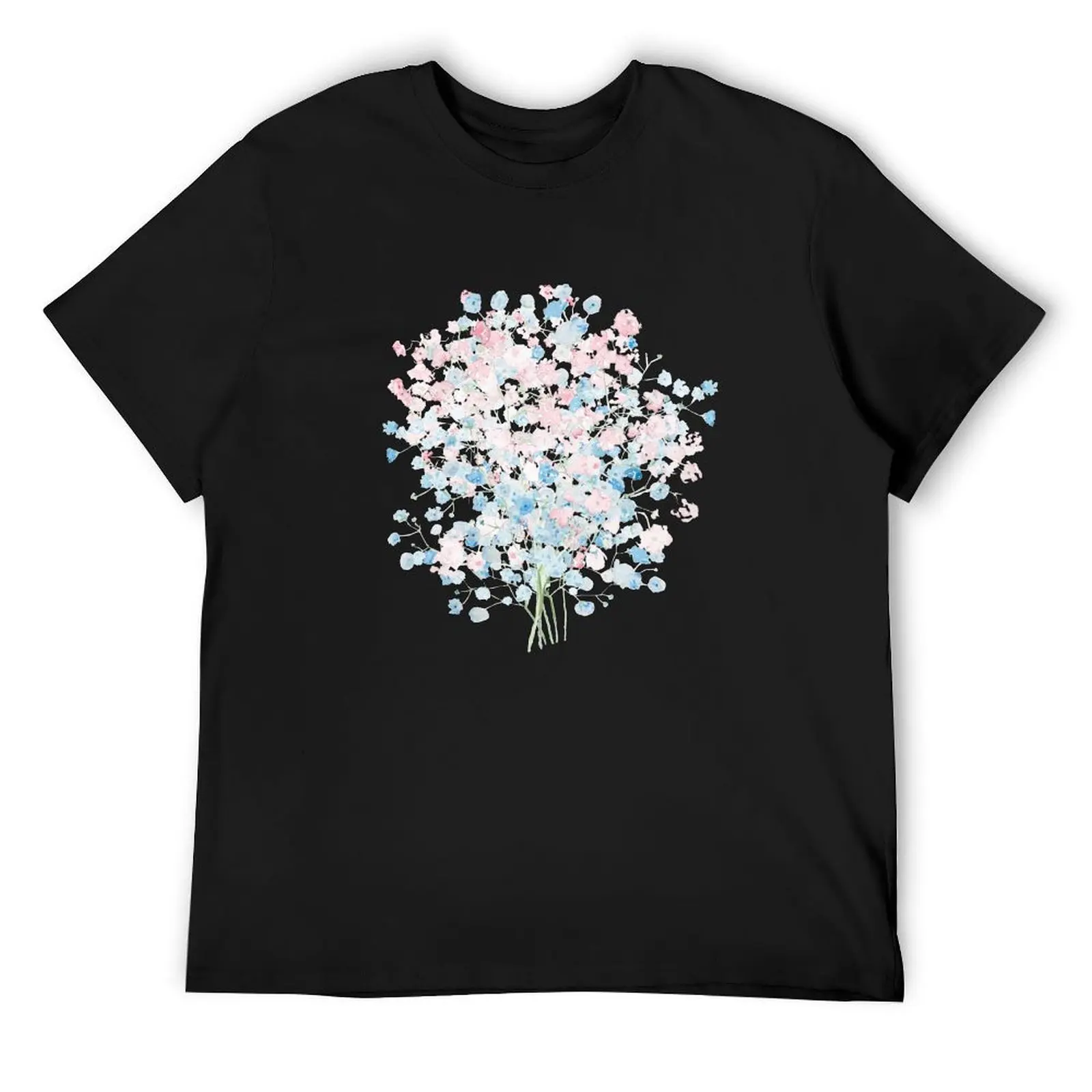 

light pink and blue Baby Breath Bouquet gypsophila watercolor painting T-Shirt vintage anime shirt plain mens designer t shirt