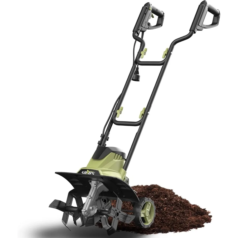 

14 Inch Electric Tiller Cultivator 12 Amp Corded Tiller for Gardening, Garden Tiller with Folding Handle, 4 Steel Tines Wheeled