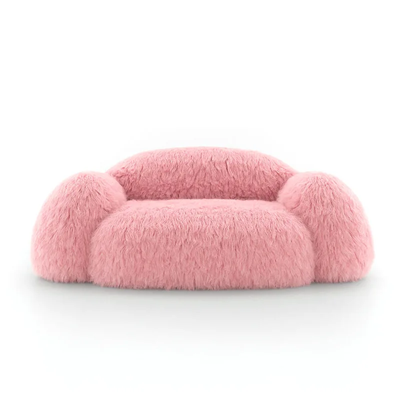 

Girls Nordic small apartment light luxury plush lazy pink tatami little monster sofa