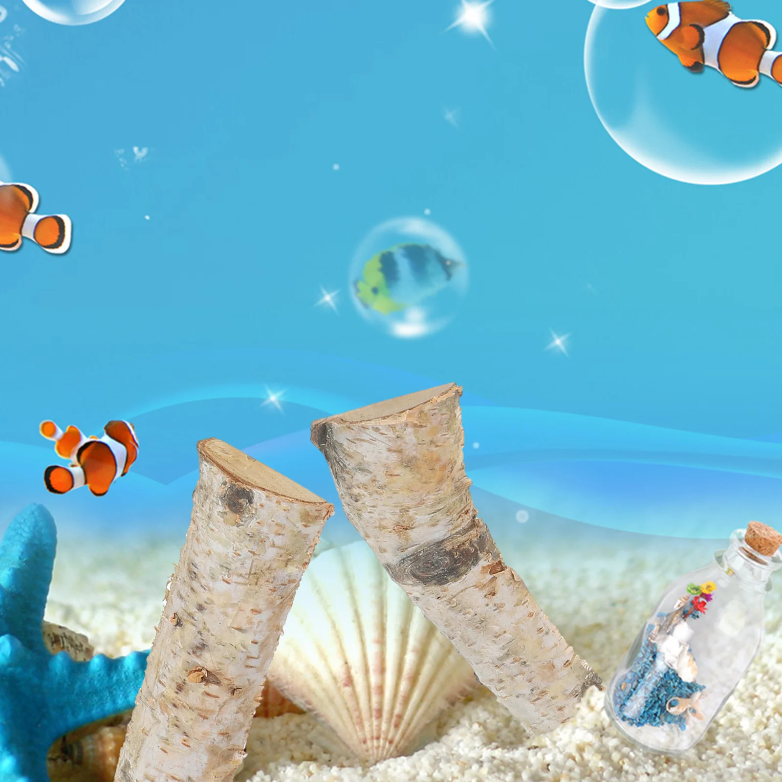 

8 pcs Diy Fish Tank Decoration Wood Natural Christmas Log Sticks Craft Blocks Kids Xmas Party Photo Props Wooden Pieces