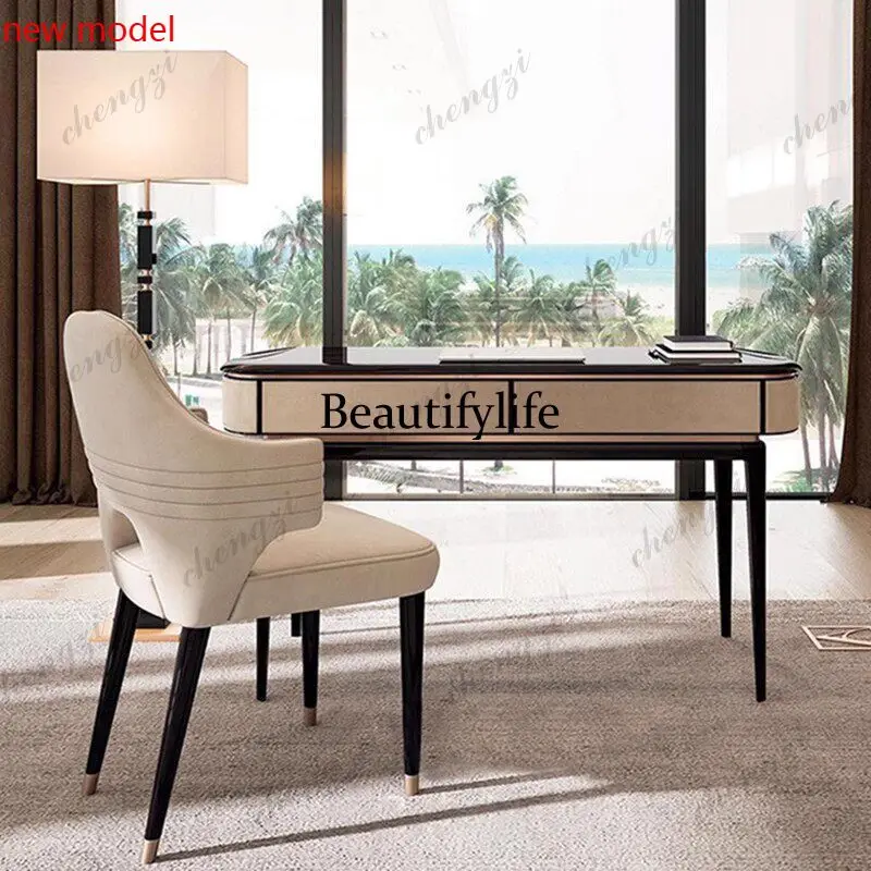 Light luxury dresser, bedroom small apartment flip cover, modern simple solid wood desk paintN138