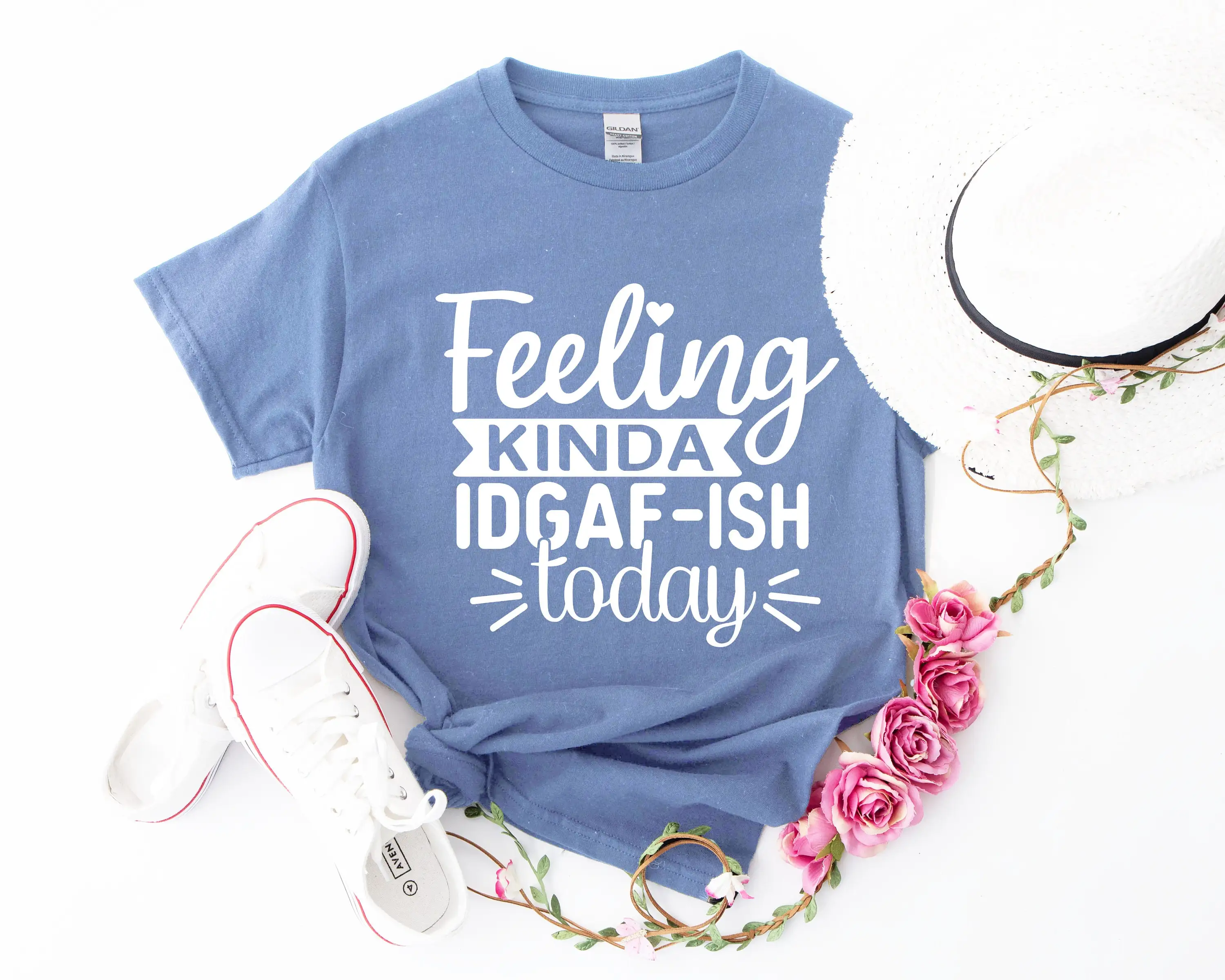 Feeling Kinda Idgaf Ish Today T Shirt Funny Quote Sarcastic With Sayings Novelty Sarcasm