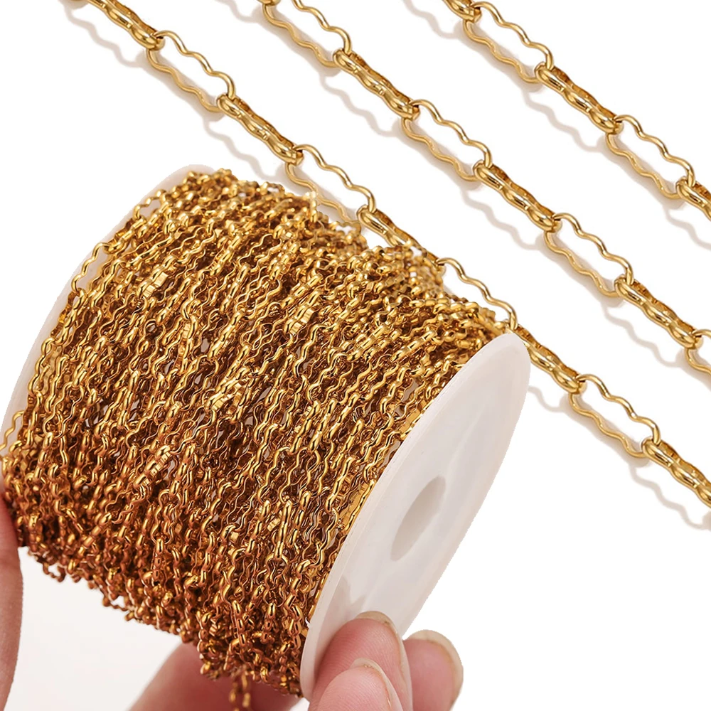 1 متر الفولاذ المقاوم للصدأ اليدوية سلاسل القرع DIY بها بنفسك صنع المجوهرات قلادة سوار مفتاح لوازم أقراط صنع سلسلة الجسم #1