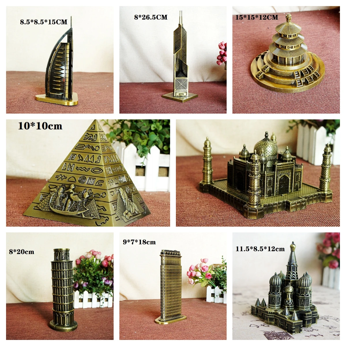 30 Kind Metal Handicrafts Pisa Tower Egyptian Pyramids Building Model Kremlin Empire State Building Ornaments Architects Gifts