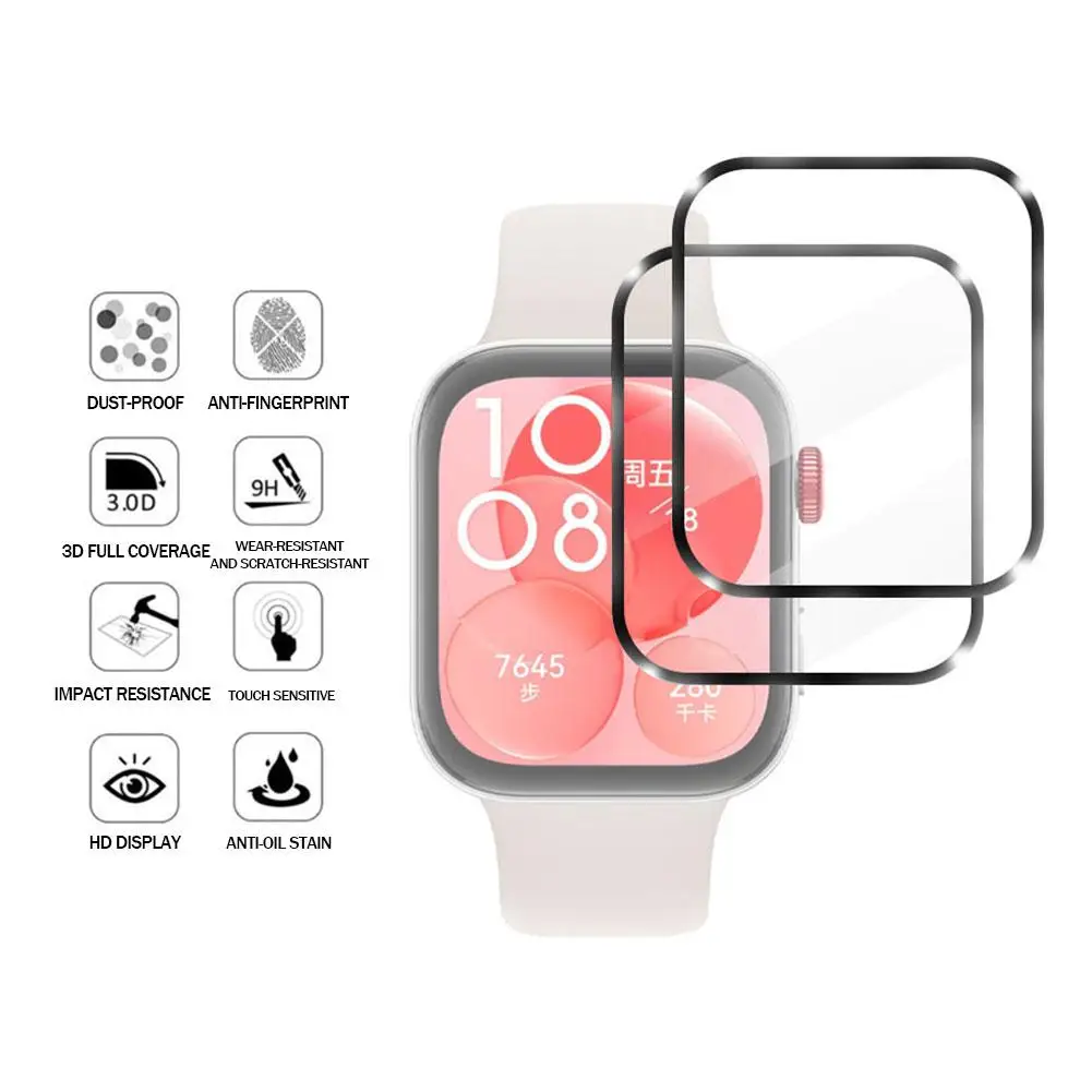 Tempered Glass Screen Protective Film Suitable For Huawei Watch Fit 3 Full Coverage Scratch Proof Bump Against Easy Install U0B3