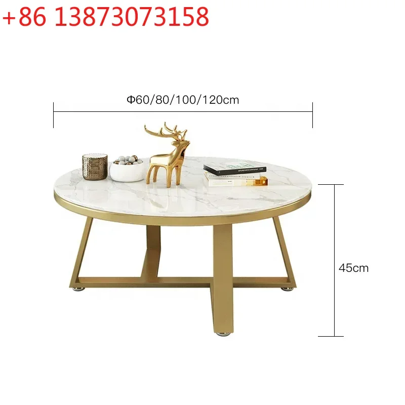 Modern Home Furniture Stainless Steel Frame Round Metal Marble Coffee Table