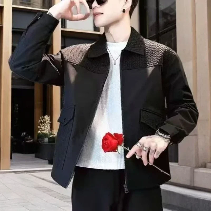 

Men's 2025 Spring Autumn New Casual Patchwork Cargo Jacket Bad Boy Chic Trendy Outdoor Jacket