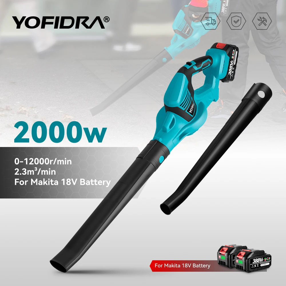 Yofidra High Powerful Electric Air Blower for Makita 18V Battery Handheld Cordless Leaf/Snow/Dust Blowing Blower Garden Tool