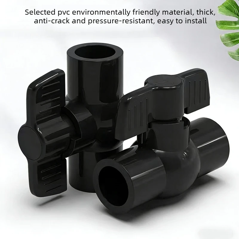 Black PVC Ball Valve Water Switch Aquarium Fish Tank Water Pipe Valve 20/25/32mm Tube Switch Water Flow Controller accessories