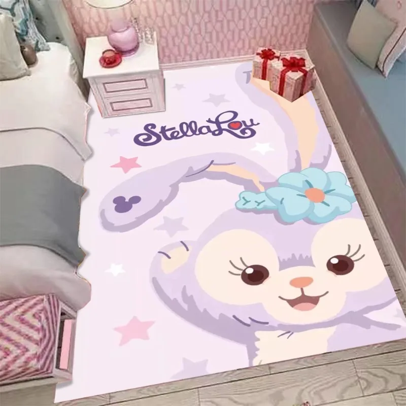 

StellaLou Carpet Mat Purple Stars Hearts Rug Striped Pattern Non-Slip Home Decoration Kids Bedroom Living Room Floor Mats