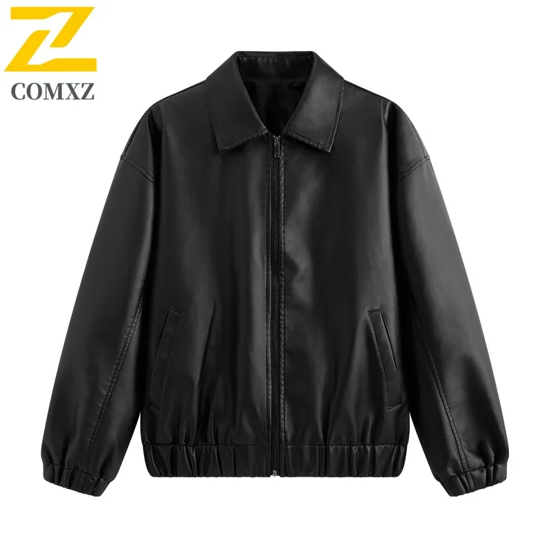 

COMXZ японская кожаная куртка с заниженными плечами, модная и модная кожаная куртка, американская ретро и крутая осенняя мужская куртка