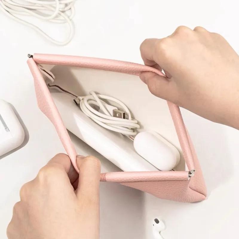 Self Closing Wallet PU Leather Long Wallet Passport ID Driver License Holder Cash Headphone Data Cable Storage Pouch
