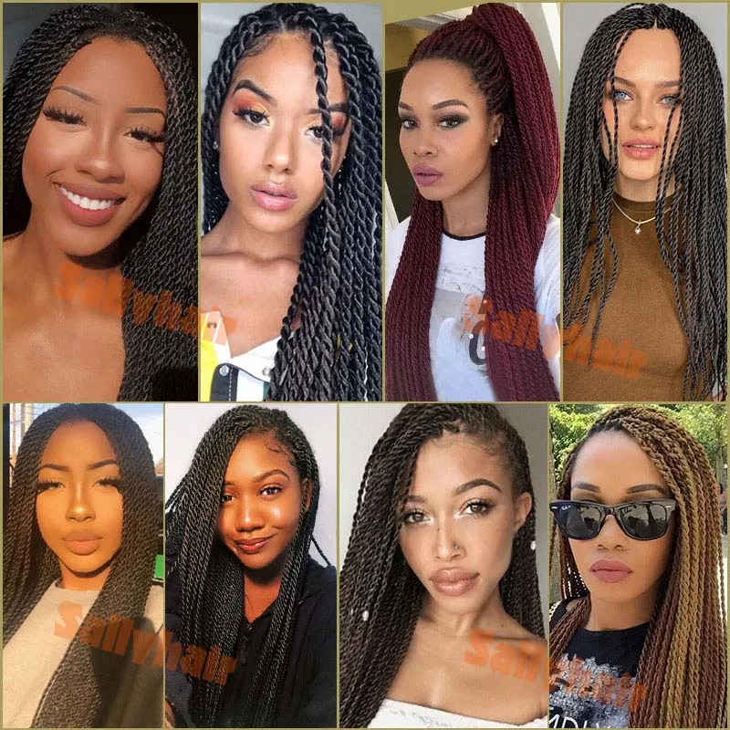 18 zoll Senegalese Twist Häkeln Zöpfe Dünne Senegal Wendungen Für Frauen Blau Ombre Synthetische Flechten Haar Extensions Für Täglichen