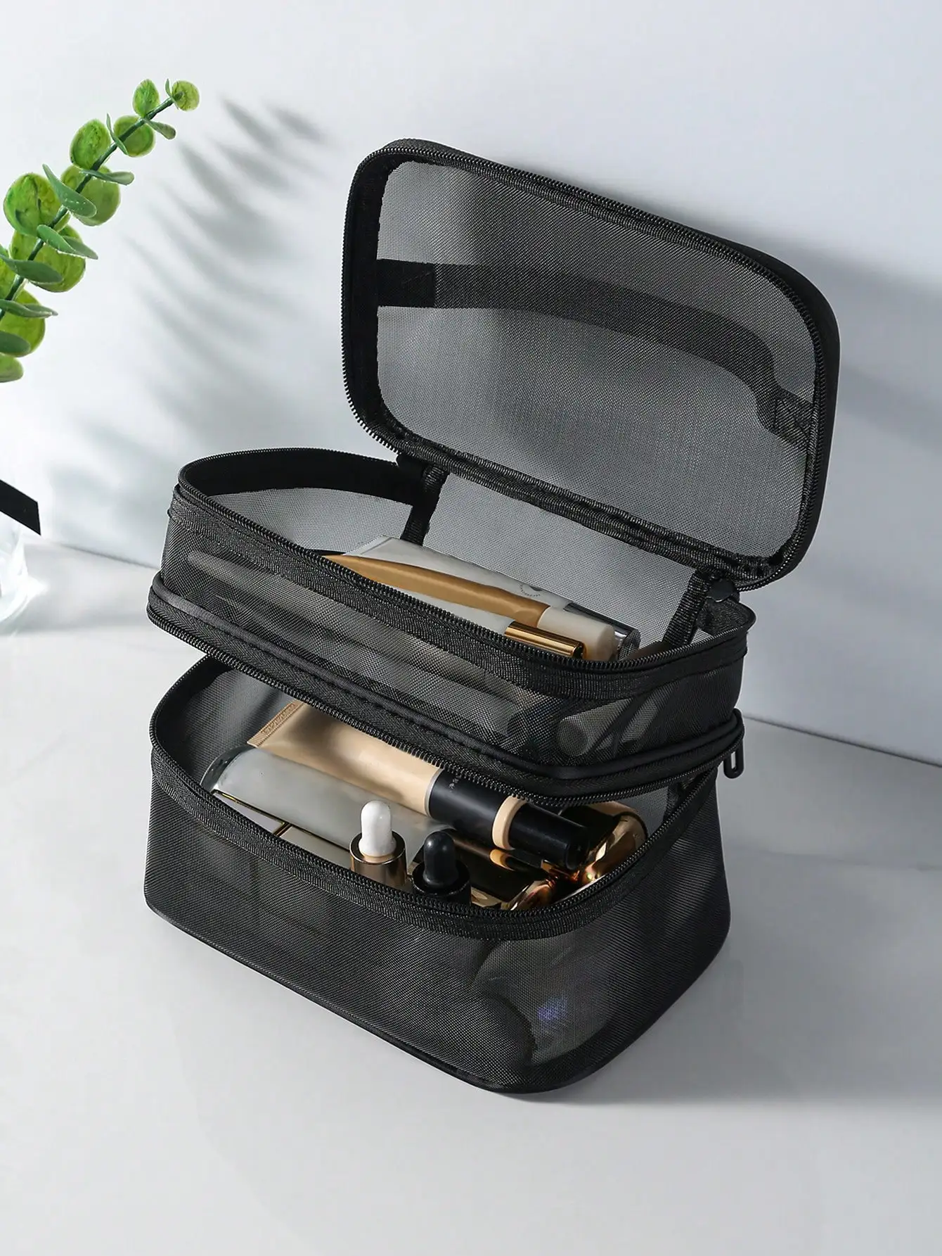 

1pc Heart Pattern Double Layer Mesh Cosmetic Bag, Large Capacity Storage Pouch, Fashion Toiletry Makeup Organizer, Makeup Bag, Make Up Bag, Makeup Bags, Cosmetic Bag, Makeup Organiser, Makeup Pouch, Bag, Vanity, Make Up Pouch, Pouch Bag, Make Up Bags, Sma