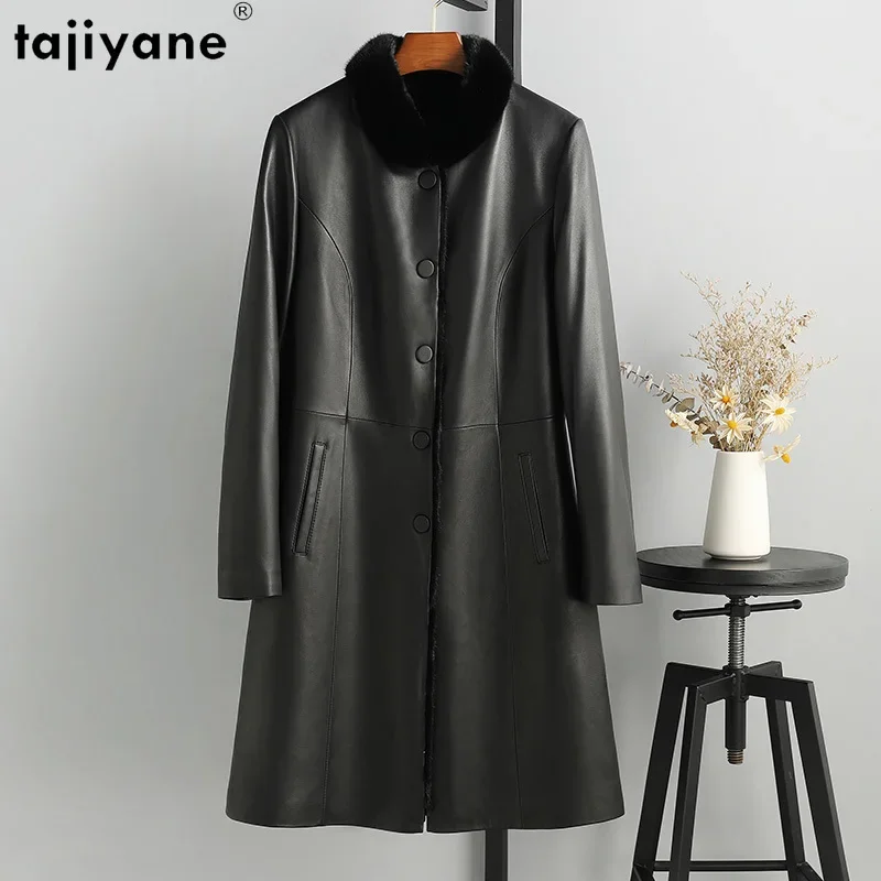 

Tajiyane Winter Sheepskin Jacket Women Mink Collar Coats Mink Liner Fur-in-one Fur Coat Real Leather Jackets Mujer Chaqueta Zm