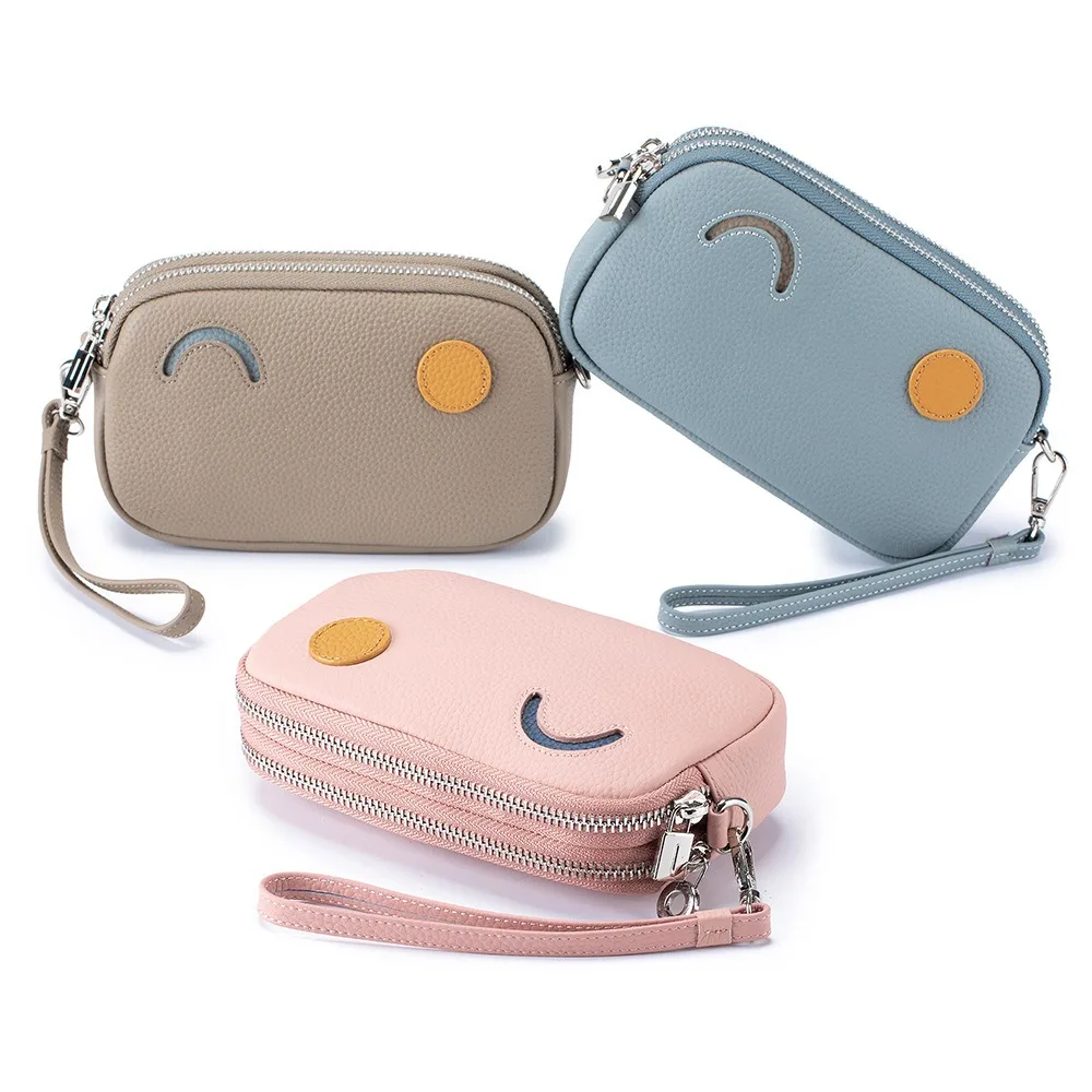 

Genuine Leather Crossbody Bags Women Fashion Cute Coin Purse Wristlet Clutch Wallet Bag Female Casual Versatile Shoulder Bag