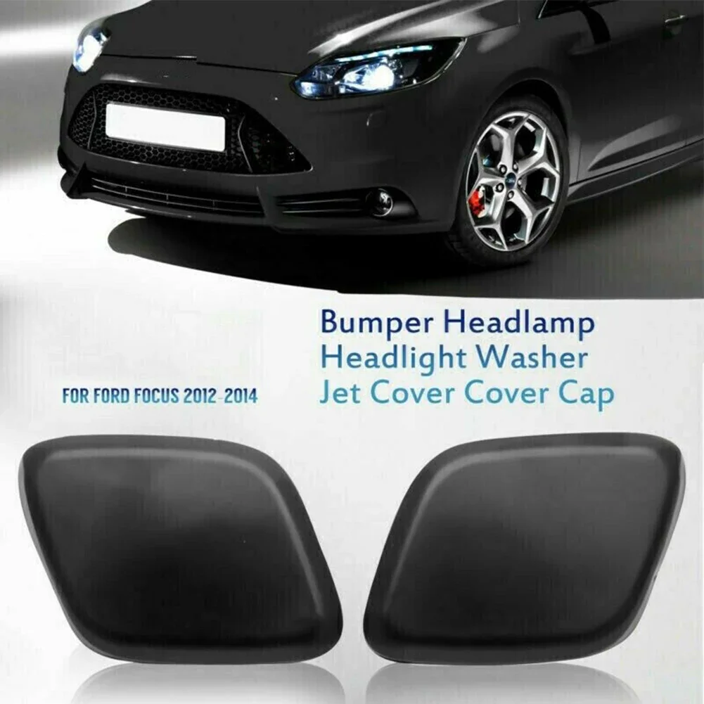 2pcs Headlight Washer Jet Cover Cap #1719217 Black Fit For Ford Focus 2012-2014 Front Bar Headlight Nozzle Cover Cleaning Cover