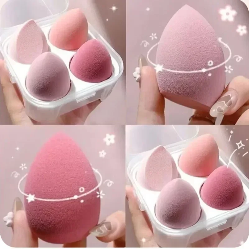 4PCS Beauty Eggs Set Naadloos vlekken Hygiënischer Voorkomt bacteriënopbouw Creëer een vlekkeloze make-uplook Beauty Egg Case