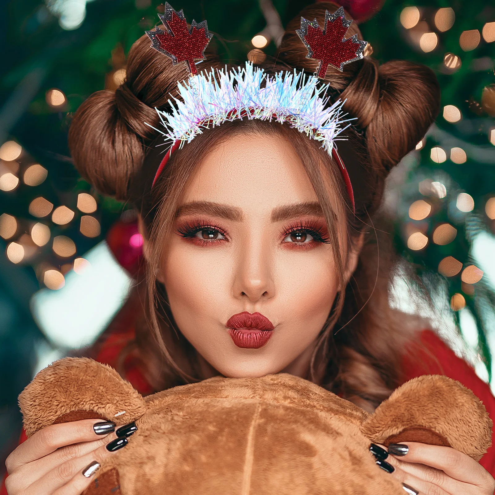 3 قطع من عصابة الرأس من أوراق القيقب الصناعية النابضة بالحياة وخفيفة الوزن ومرنة مناسبة لحفلات عطلة الخريف الكندية لعيد الشكر