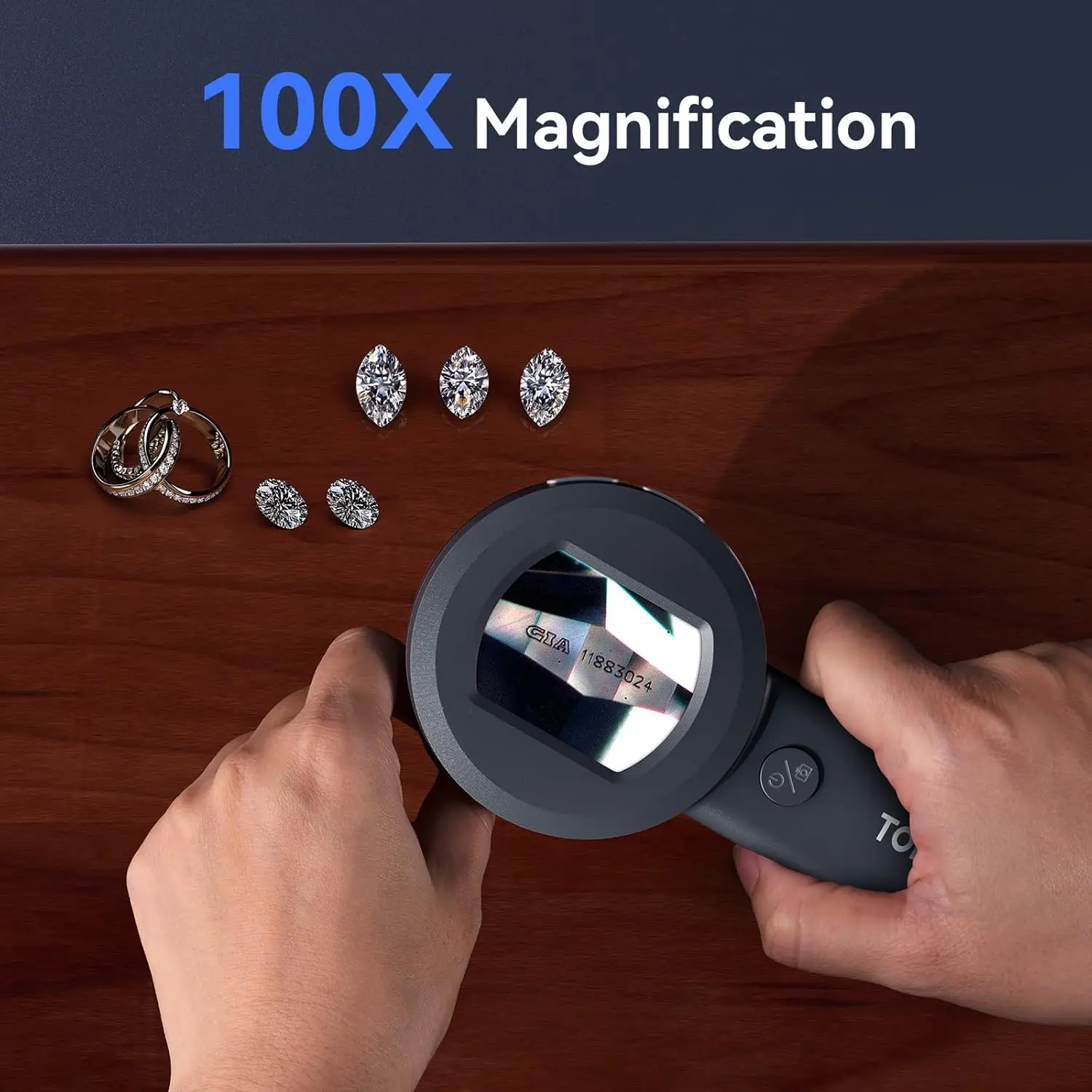 TOMLOV P10 Kids Microscope Digital Portable 100X Illuminated Jewelers Loupe Handheld Coin Magnifier with Light for Error Coins Collector Pocket Trichome Magnifying Glass