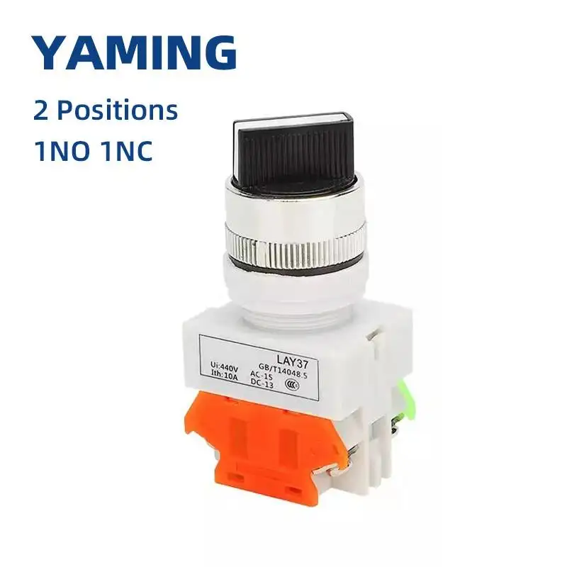 10pcs Rotary Switch Knob Button 22mm Mounting 4 Screws Terminals 2 Way Small Size 2 Position ON-OFF LAY7 LAY37 Y090-11X2