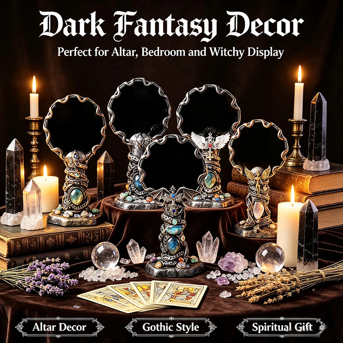 1PC Bohemian Obsidian Witch Scrying Mirror, Portable Round Black Obsidian Divination Plate, Crystal Gazing Mirror for Meditation