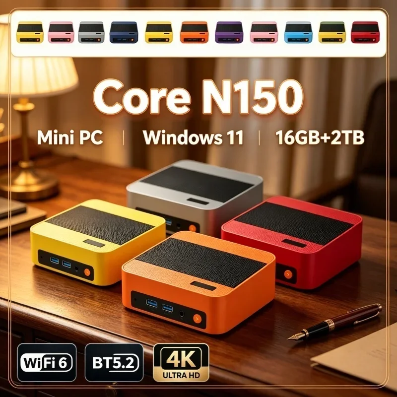 2026 Efficient Mini Gaming PC Intel Core N150 Portable Win11 Desktop Gamer Computer 16GB RAM 1TB SSD WiFi6 BT5.2