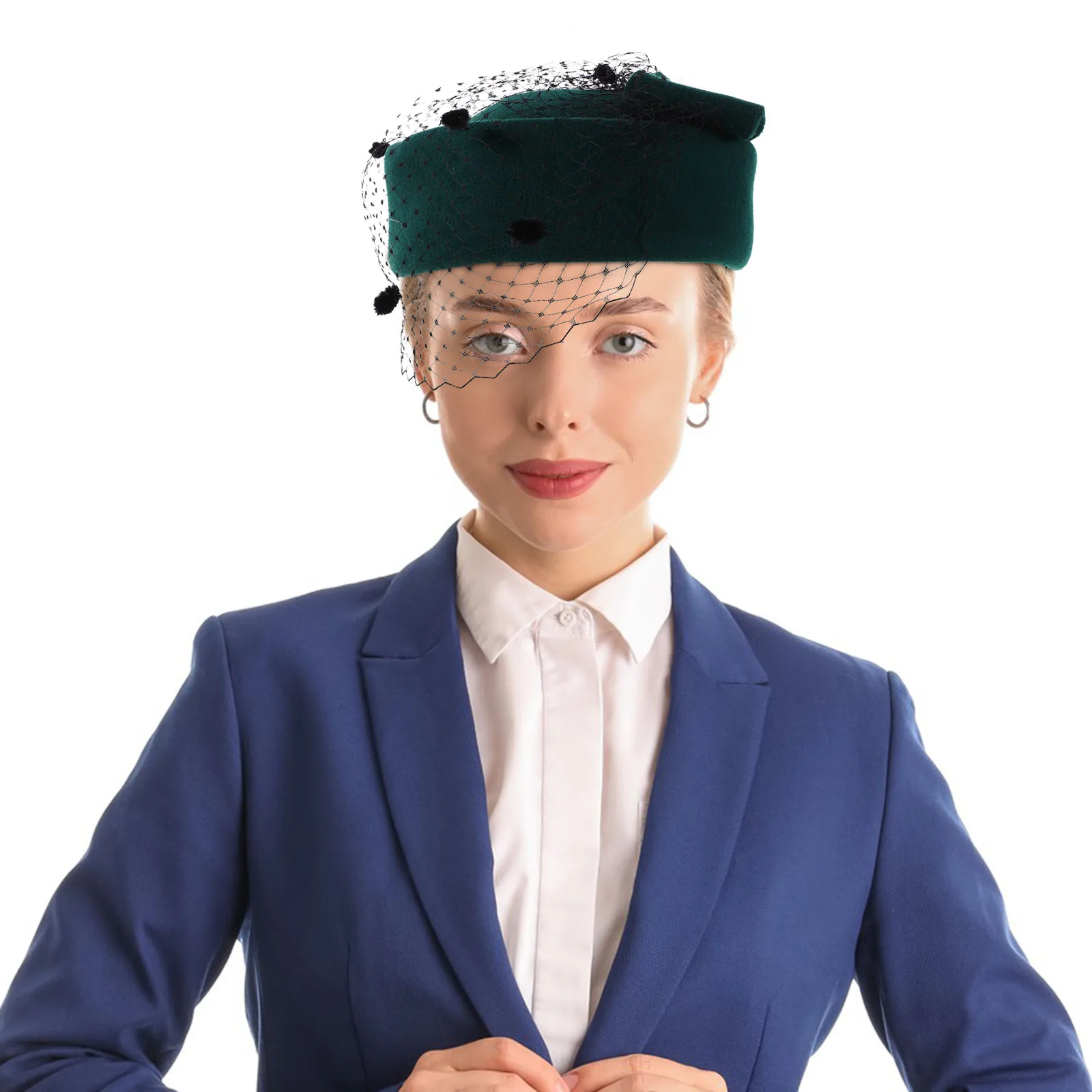 

Cosplay Costume Hat Church Fascinator Veils Fedora Bow Fedoras Mesh Flight Attendant