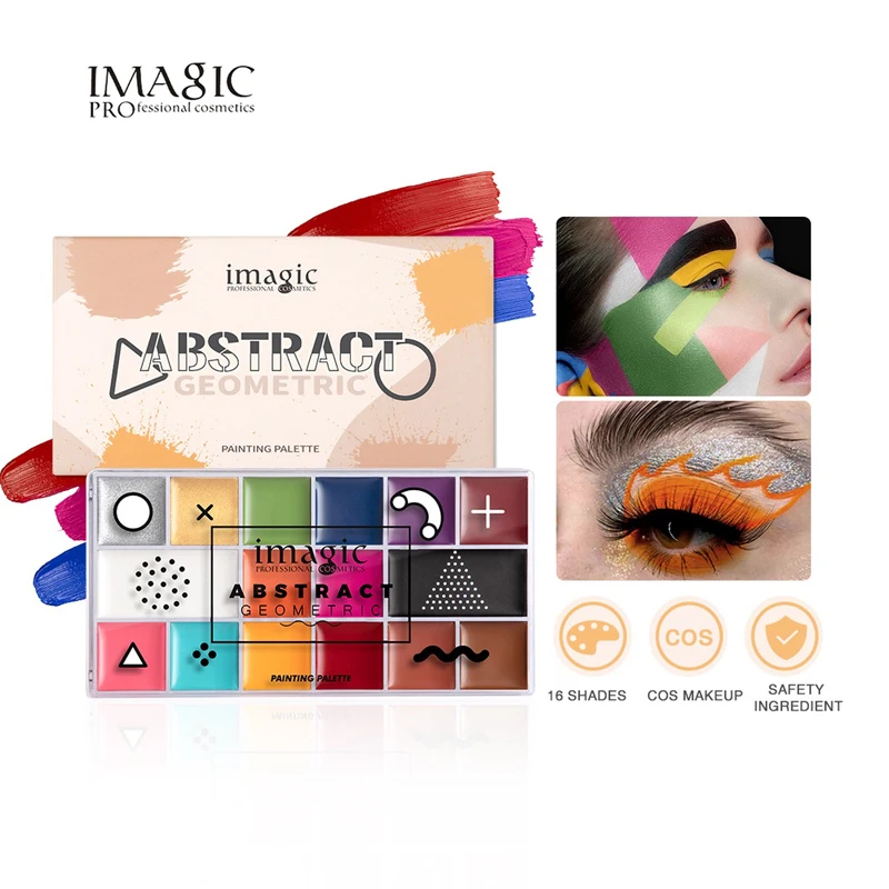 Imagi 16 Colors Face Paint Professional Abstract Palette For Kid Halloween/Art Party Fancy Makeup