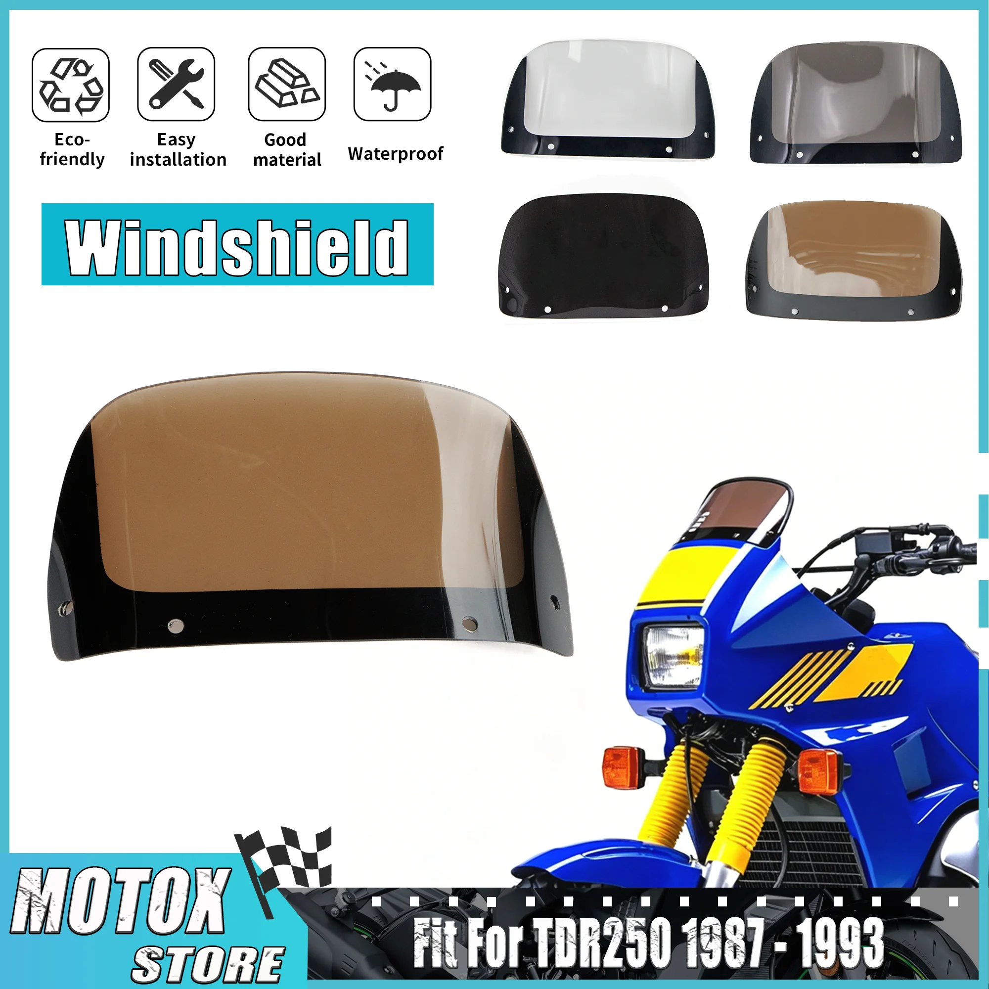 Fit For YAMAHA TDR250 1987 - 1993 Windscreen Windshield TDR 250 1988 1989 1990 1991 1992