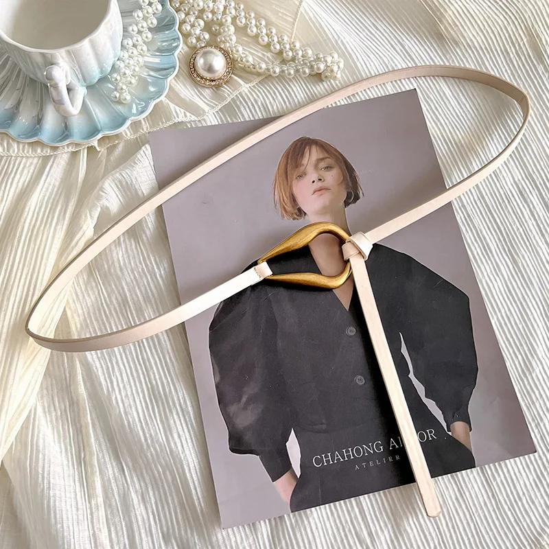 Women's Knotted Thin Solid Color PU Leather Belt
