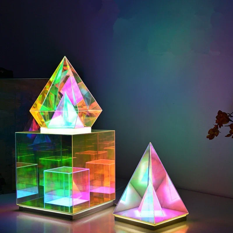 Block Table Lamp Bedroom Three-dimensional Decoration Night Light Colorful Camping E-Sports Desktop Ambient Light