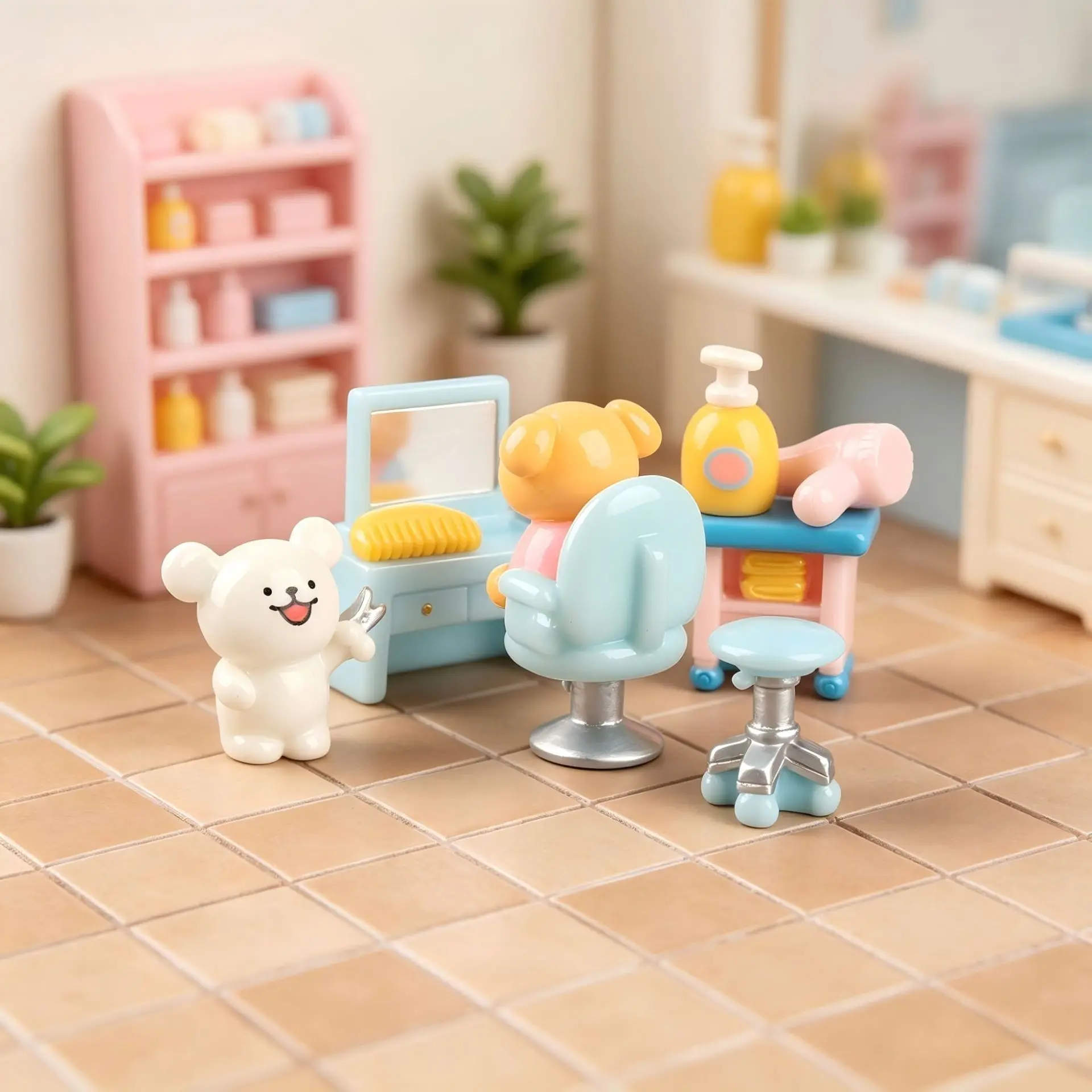 100pcs Kawaii Hair Dryer Barber Shop Ornament Comb Wash Bottle Tool Cart DIY for Keychain Earrings Dollhouse Accessories