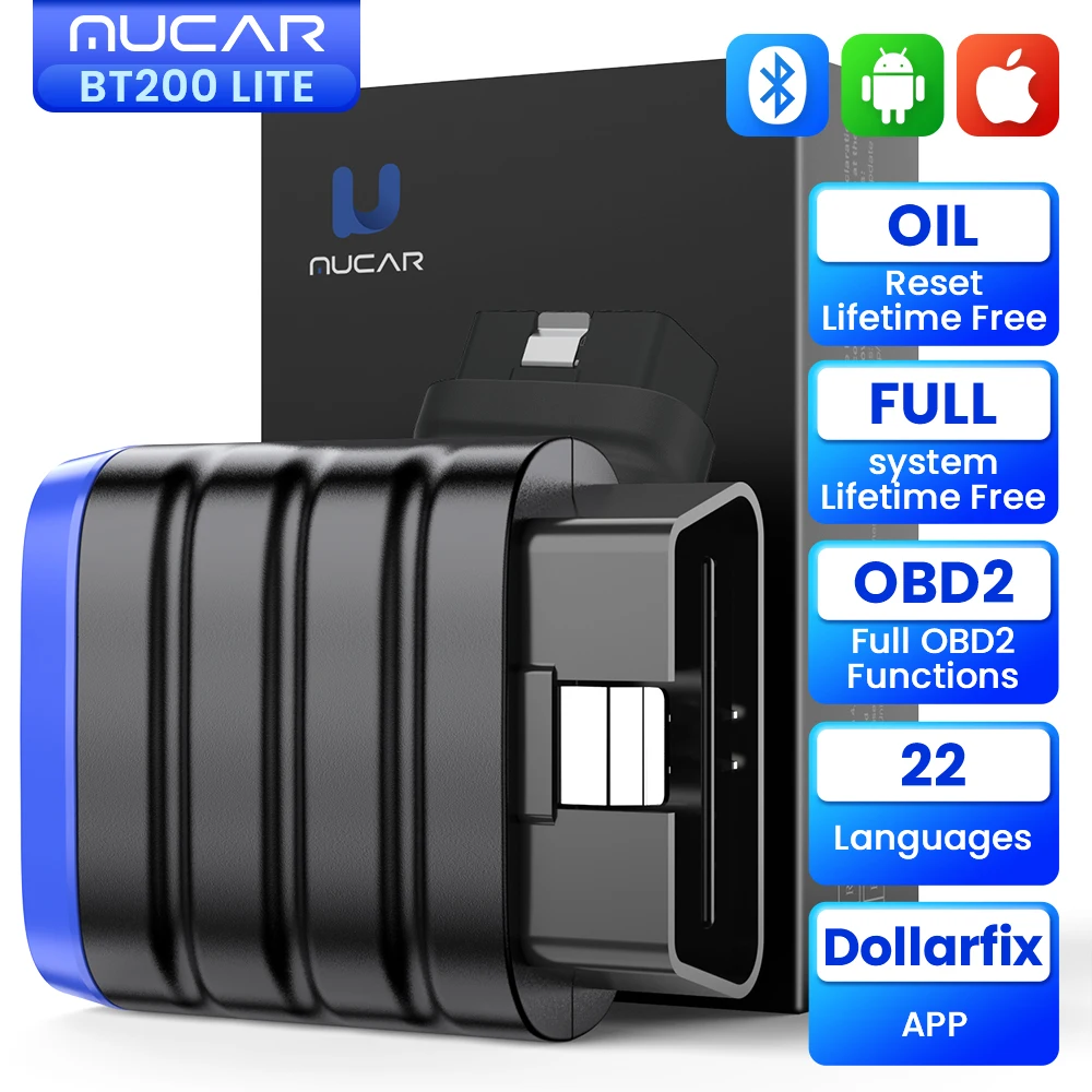 MUCAR BT200 LITE Auto OBD2 Bluetooth Scanner Full Systems Diagnostic Lifetime Free Automotive Diagnosis Scan Tools Code Reader