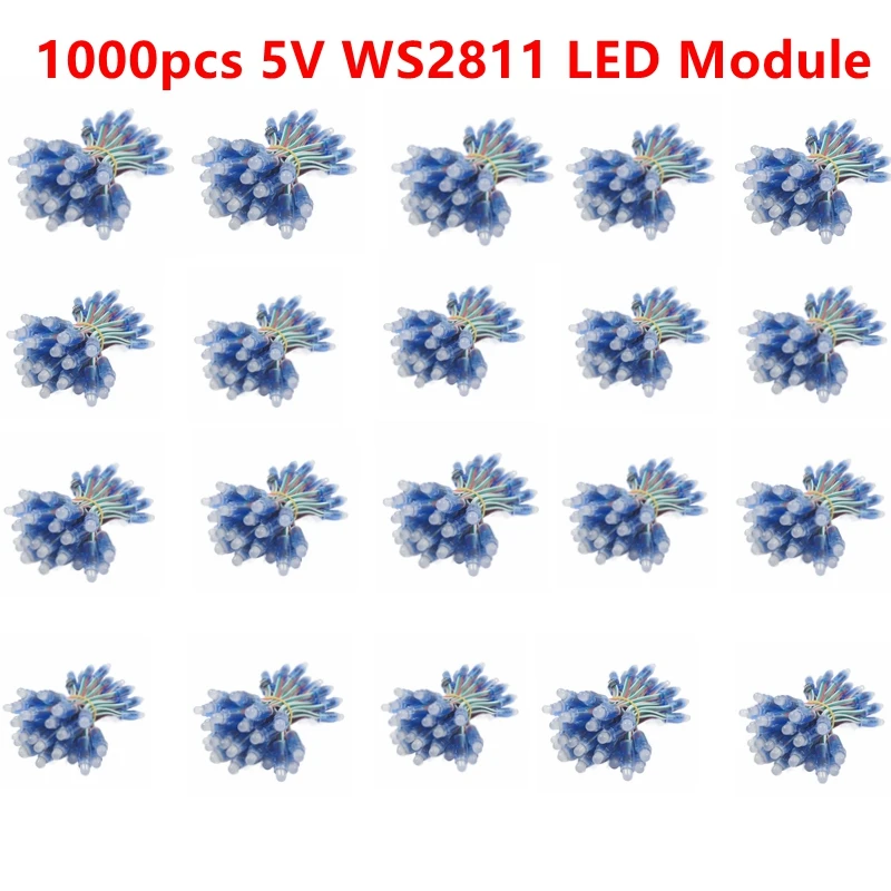 1000/500pcs 12mm WS2811 5V iC pełny kolor piksela moduł lampy LED wodoodporny kolor RGB cyfrowy oświetlenie pikselowe LED lub zestaw