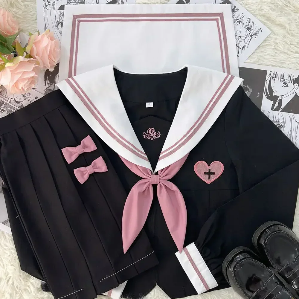 JK-traje de uniforme coreano para mujer, Falda plisada de Estudiante japonés, trajes escolares de estilo universitario, traje de marinero, uniforme de cosplay japonés