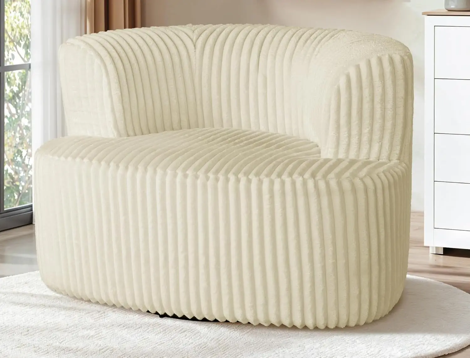 Large Swivel Accent Chair, 360°Round Swivel Barrel Chair, Upholstered Round Armchair Single Sofa Seating Side, Customized