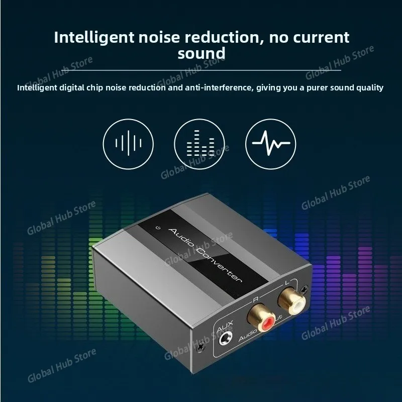 96KHz Analog To Digital Audio Converter with RCA 3.5mm Jack Stereo To Optical Toslink SPDIF Coaxial Audio Adapter for TV PS3