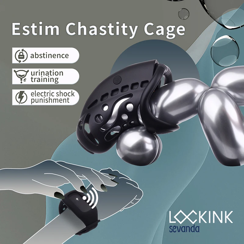 Wireless Remote Control Electric Shock Cage Male Chastity Cock Ring Lock Electrically Stimulated Penis Cage Sex Toys For Men Gay