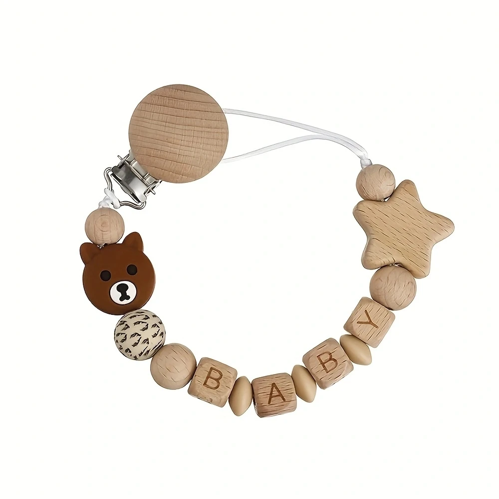 Clip per ciuccio per bambini supporto per capezzolo fittizio in legno catena per Clip orso in Silicone ciucci per animali Koala giocattoli per la