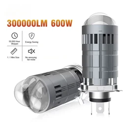 600W H4 Bi Mini LED Projector Lens 300000LM Plug and Play Car Bulb Canbus Auto Headlight Turbo Lamps Dual High Low Beam 12V 24V